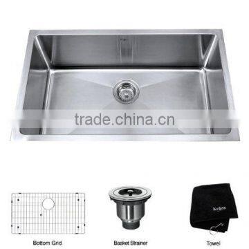 30 Inch Undermount Deep Single Bowl 16 Gauge Stainless Steel Modern Kitchen Sink With cUPC Approve 3018A