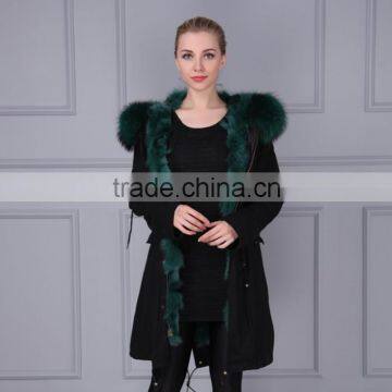 new arrival high quality natural fox fur lined long parka with natural raccoon collar                        
                                                                                Supplier's Choice