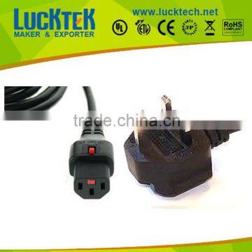 LOCKABLE IEC C320 TO 13A UK PLUG POWER CORD