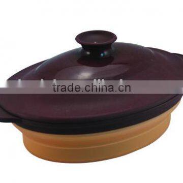 oval silicone cooking microwave steamer /silicone folding food storage container/microwave food container