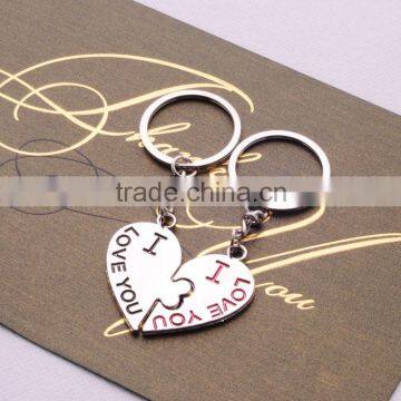 Manufactory Price Classical Design Lovers Keys Chain Silver Plated Heart Shaped Charm Keychain/ photo-2