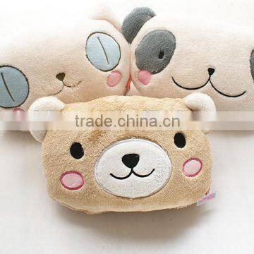 Hot-selling Light Pink Big Eye Panda Style Coral Fleece Cusion Blanket 2 in 1 Roll-matt, Baby's Folding Plush Blanket photo-2