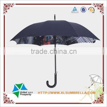 Double canopy train printing city umbrella with PU handle