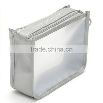 CLEAR COSMETIC TWO ZIPPER POUCH MAKEUP BAG photo-3