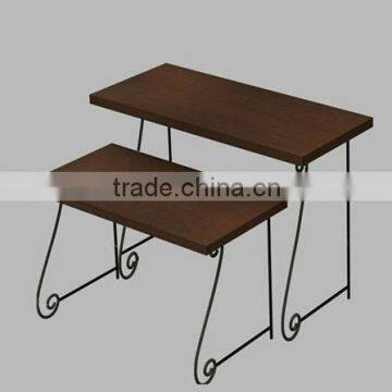 pop wooden and metal display table