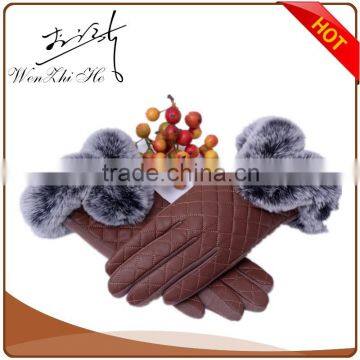 Bright Color Leather Winter Mittens With Fur