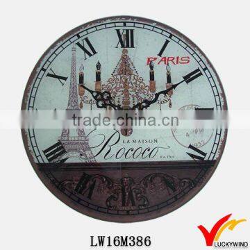 Cup image vintage round large round metal wall clock