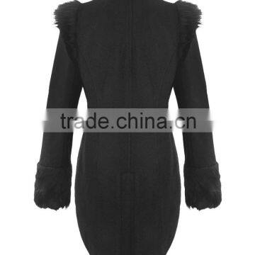 Black Womens Military Coat Jacket Black Tailcoat Gothic VTG Steampunk photo-2
