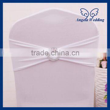 SH021G Wholesale cheap stretch wedding elastic white spandex chair band with buckle