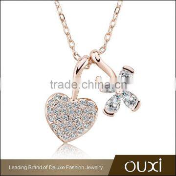 2015 OUXI factory price fashion chain necklace made the AAA Zircon 11223-2