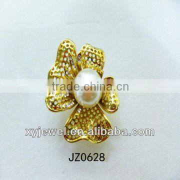 Gold plating rings on sale with sun flower design pearl ring