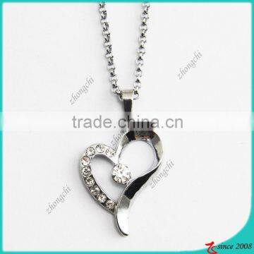 18" White Diamond Heart Pendant Necklace photo-6