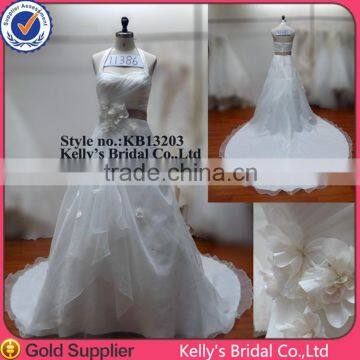 sexy style hot sell 2014 organza with beaded floral applique' wedding 2014 hot sell bridal