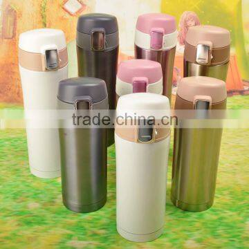 Wholesale Fashion Stainless Steel double wall Thermo mug Water Bottle Vacuum Flask with flip-open lid