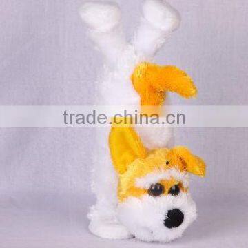 Battery operated handstand Dog stuffed animal plush toy, jumping & moving his feet with music