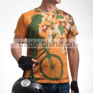 Athletic Apparel Dry Fit T shirt Bicycle Theme Cycling Sports Garment Tshirt