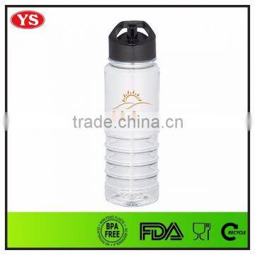Customized 750 ml Plastic Sports Drinking Bottle With Straw