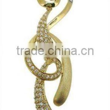 18k solid yellow gold pendant with cubic zirconia and turquoise pearl, retail and wholesale, factory and manfuacture