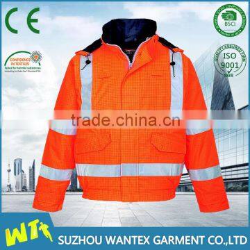 alibaba wholesale 100% polyester with pu coating jacket orange anti-static working winter bomber jacket