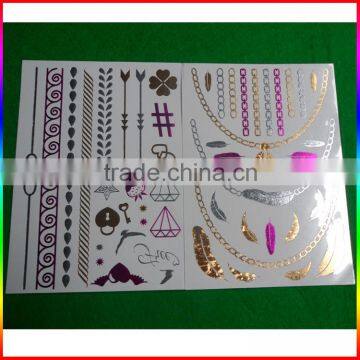 colorful metallic necklace tattoo/flash tattoos