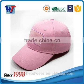 100% cotton 6 panel pink custom baseball cap