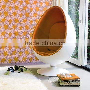 fabric cushion/(0.6MM)aluminum,fiberglass shell Material and Ball Chair Style egg ball chair