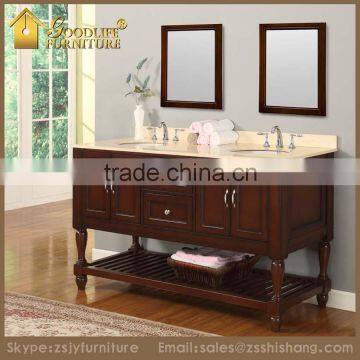 European Style Solid Wood Double Sink Bathroom Cabinet Vanity