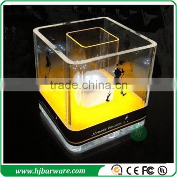 Double wall plastic acrylic led ice bucket with tube for bar, KTV