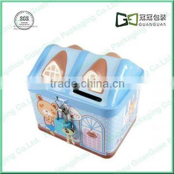 Recyclable house shape design coin tin packaging