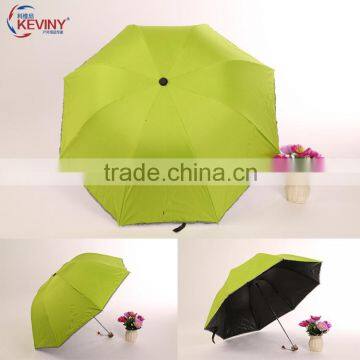 Sun Umbrella Black Coated With UV Protect 3 Folding Umbrella Made by Chinese Umbrella Manufacturer photo-3