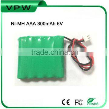 Rechargeable 6V Ni-MH AAA 300mAh Battery Pack