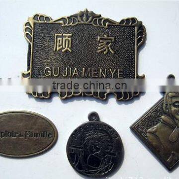 3D effect metal labels, engraved label, brass badge, metal furnitrue label