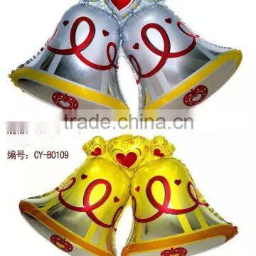 J082403 Gold/silver Aluminium Foil Balloons, Printed Balloon Christmas Bell Balloon Foil