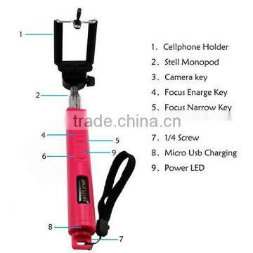 Bluetooth Selfie Stick Compatible With IOS Samsung Android Systems Various Colors Are Available photo-3