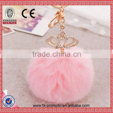 Fashion Crown Fur Pom Keychain For Promotion