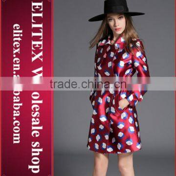 Wholesale Fashion Newest Red Turn-Down Collar Woman Warm Winter Coat