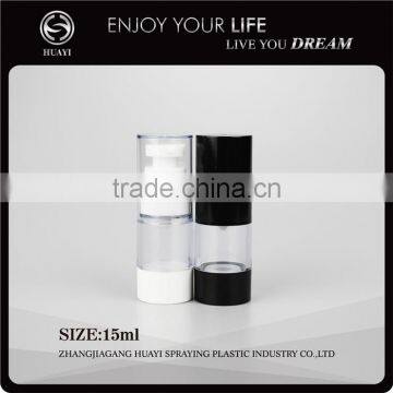 Plastic round 15ml cosmetic airless pump bottle