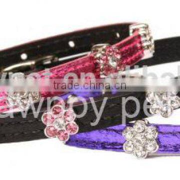 Sell Rhinestone flower Slider Pet Collars DIY Dog Collars