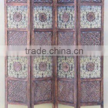 Sheesham Carved Wooden Room Divider Antique Finish