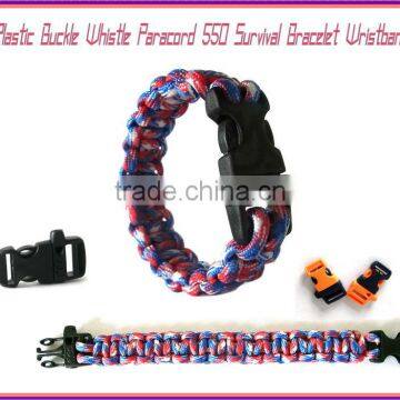 Plastic Buckle Whistle Paracord 550 Survival Bracelet Wristband