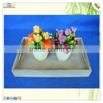 China Manufacture Large Antique Hole Handles Pine Wooden Tray photo-4