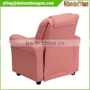 Contemporary Pink Vinyl Kids Recliner With Cup Holder and Headrest photo-4