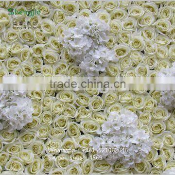 SAST-70024 White and Cream Yellow Silk Hydrangea Flower Wall Backdrop Wedding Decor photo-2