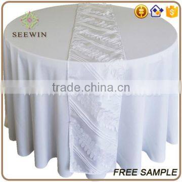 white taffeta table runners for decoration