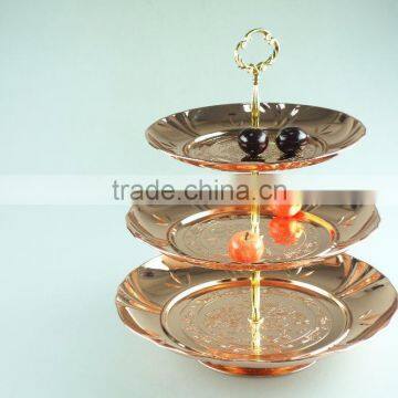 Stainless Steel Three Layer Metal Fruits Plate Flower Decoration and Clourful photo-6