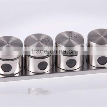 120ml glass spice jar set with stainless steel casing