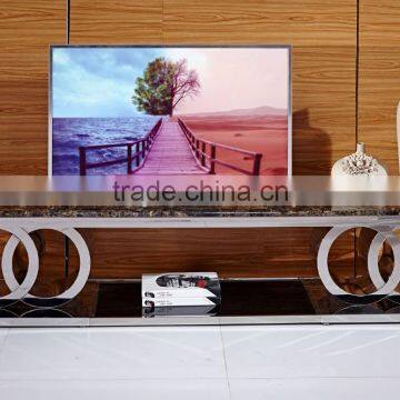 Marble Top Stainless Steel Maxim TV Stand