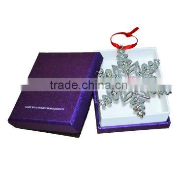 14K Gold Plated Metal Xmas Star Shape Snowflake Ornament With Pink Crystals From Swarovski photo-3