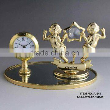 Hot Sale 24K gold plated Gemini Clock Made with swarovski elements