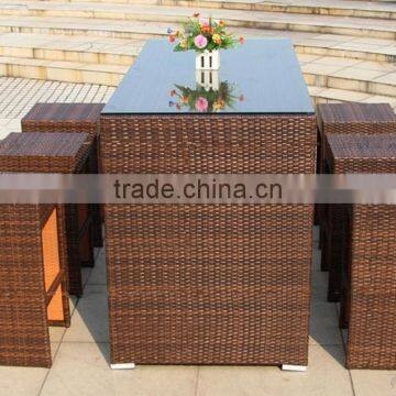 Outdoor furniture rattan high bar chair and table set garden furniture